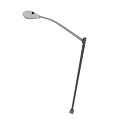 Outdoor Street Lamp With Curved Pole And Translucent Shade Lighting Fixture