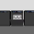 Modern Kitchen Appliances Featuring Three Dishwashers With Open Door And Interior