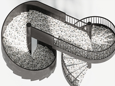 revolving stair railing 3d model