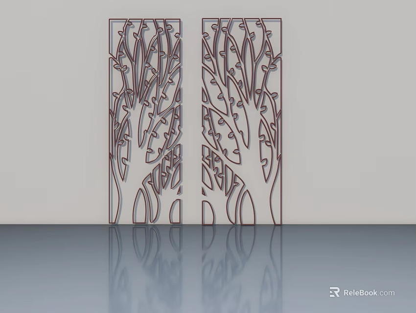 Modern Decorative Hinged Doors With Intricate Tree Pattern For Interior Design 3d model 