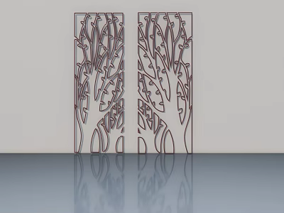 Modern Decorative Hinged Doors With Intricate Tree Pattern For Interior Design 3d model