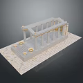Classical Style Colonnade Architectural Model With Columns Golden Details And Light Base 3d model