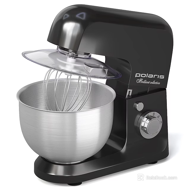 Polarie Stand Mixer With Black Metal Bowl Transparent Lid And Knob Control For Home Kitchen 3d model 