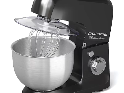Polarie Stand Mixer With Black Metal Bowl Transparent Lid And Knob Control For Home Kitchen 3d model