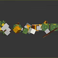 Vibrant Building Blocks Scene With Green Hat Character Balloons Irish Flag And Treasure Chest