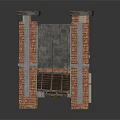 Vintage Brick And Metal Framed Architectural Structure With Arch Design