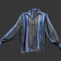 Stylish Blue And Brown Striped Long Sleeved Collared Silk Shirt For Daily Use