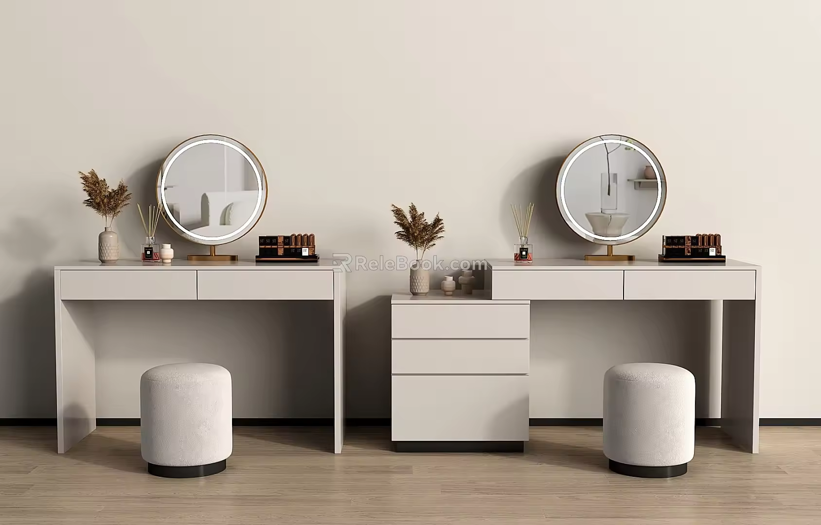Dressing Table Dressing Table Dressing Stool Crystal Stool Makeup Mirror Dressing Table Makeup Table 3d model