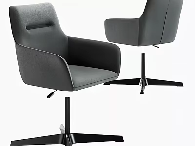 Modern Gray Upholstered Office Chair With Swivel Base And Five Star Frame Two Angles View 3d model