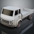 White Vintage Truck With Open Bed Single Cab And Dark Background Reflection 3d model