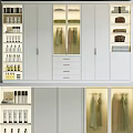 Modern White Wardrobe With Glass Sliding Doors Drawers And Built In Lighting