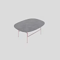 Oval Table With Dark Surface And Copper Metal Legs In Modern Design 3d model
