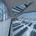 Modern Station Interior Design Spacious Hall With Glass Windows Skylight And Neat Seats