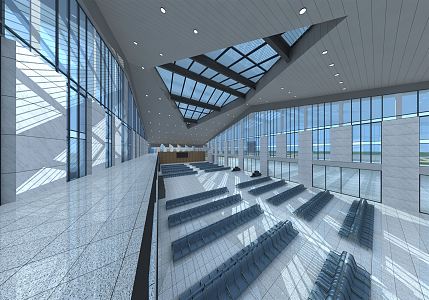 Modern Waiting Hall Public Construction Fuqing Railway Station Waiting Hall 3d model