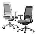Ergonomic Office Chair with Mesh Back Armrests White Black Swivel Base Wheels