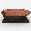 Wooden Oval Bathtub with Modern Design and Wood Grain Faucet