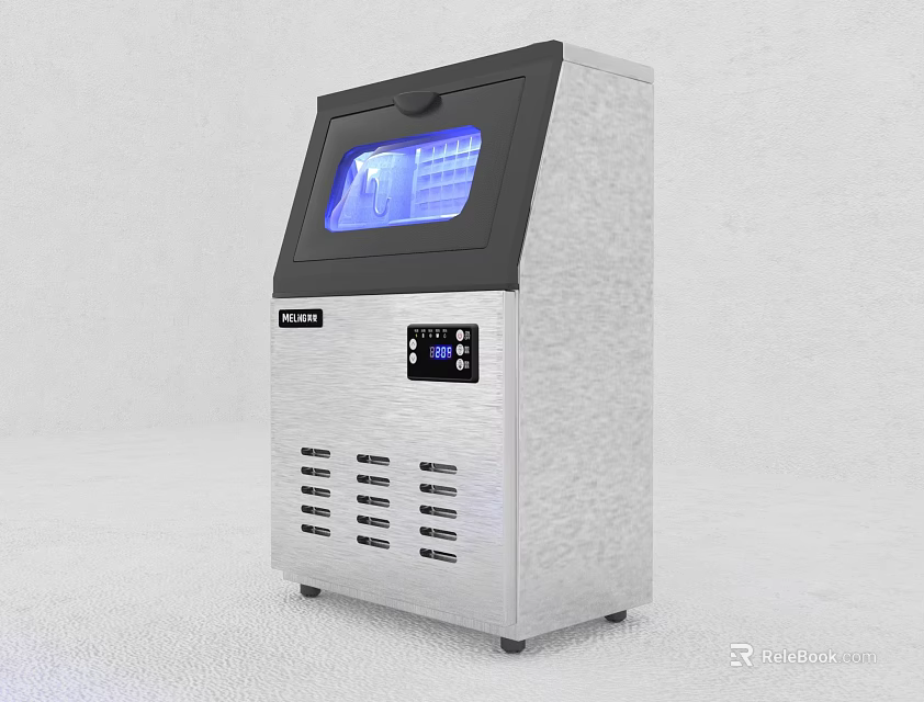 Commercial Stainless Steel Freezer with Digital Display Transparent Window and Efficient Ice Making 3d model 