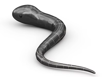 Black Aquatic Snake With Ringed Patterns And Curved Sleek Body Shape 3d model