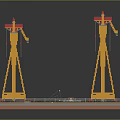 Yellow Gantry Cranes And Heavy Duty Lifting Equipment On Industrial Platform Structure