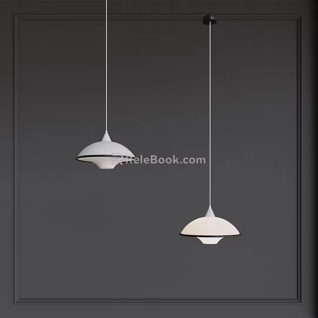 Middle Cream Walnut Chandelier 3d model
