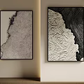 Abstract Paintings As Interior Wall Art With Monochrome Relief Textures And Black White Gray Tones