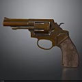 Old Rusted Revolver Weapon With Copper Metal Body And Vintage Design