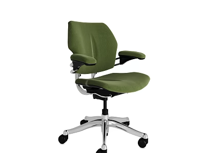 Ergonomic Comfortable Olive Green Fabric Office Chair With Adjustable Armrests And Durable Metal Swivel Casters 3d model