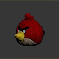 Red Angry Bird Plush Toy With Yellow Beak And Black Eyebrows