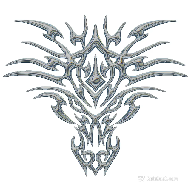 Metallic Abstract Art Decorative Ornament Set With Intricate Symmetrical Design 3d model 