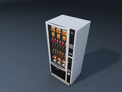Upright Refrigerator Freezer With Transparent Window Displaying Beverages And Snacks 3d model