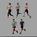 Group of people running in casual sportswear with dynamic active poses