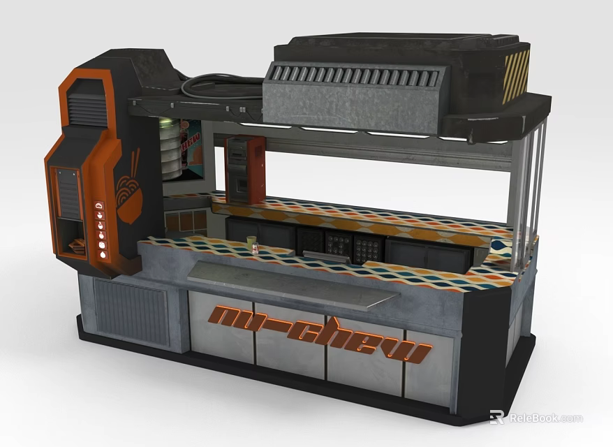 Futuristic Industrial Building Structure With Mr Giry Themed Console Counter And Orange Accents 3d model 