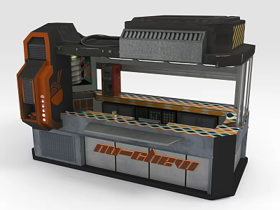 Futuristic Industrial Building Structure With Mr Giry Themed Console Counter And Orange Accents 3d model