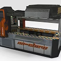 Futuristic Industrial Building Structure With Mr Giry Themed Console Counter And Orange Accents