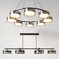 Modern Chandelier With Multiple Circular Lighting Rings And Sleek Metal Structure Design 3d model