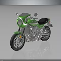 Green Vintage Motorcycle With Black Seat And Shiny Exterior Design