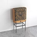 Contemporary Wine Cabinet With Brown Wooden Door And Black Metal Stand Interior