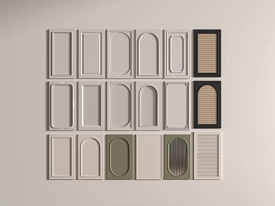 Collection of Various Door Panel Designs in Different Shapes and Colors 3d model