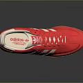 Red Casual Classic Sneakers With White Stripes And Brown Sole Design