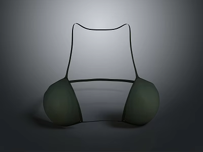 Women's Green Daily Use Bra with Thin Black Straps and Comfortable Soft Cups 3d model