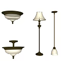 American style lamp combination ceiling lamp chandelier floor lamp combination 3d model