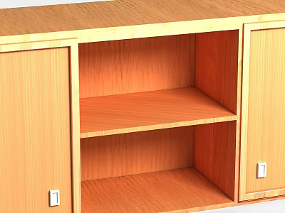 Modern Wooden Storage Cabinet With Open Shelves And Closed Doors Design 3d model