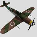 Vintage Military Fighter Aircraft with Camouflage Paint Green Brown Colors Iron Cross Insignia Yellow Propeller Design