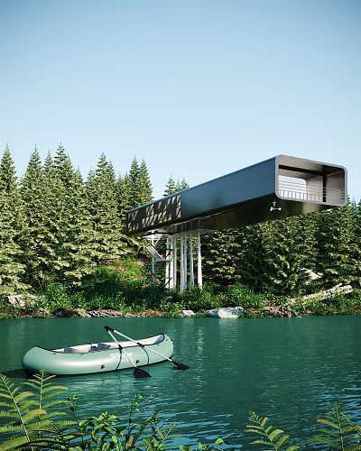 Modern Homestay Field Villa Field Wooden House Homestay Architecture 3d model