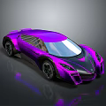 Futuristic Purple Sports Car With Sleek Body And Reflective Surface Design Elements