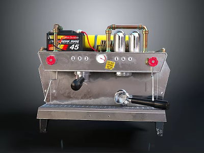 Professional Espresso Coffee Machine With 45 Battery Stainless Steel Body And Pressure Gauge 3d model