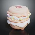 Cute Macaron Shaped Decorative Toy With Pink White Layers And Yellow Accents