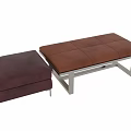 Burgundy Square And Brown Rectangular Leather Ottoman Benches With Metal Legs And Modern Design