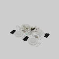 Elegant Tea Set With White Flowers Vase Glassware Plates Napkins And Cutlery On Dining Table
