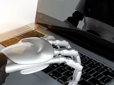 Smart Robot Hand Operating Laptop Keyboard With Precision And Efficiency 3d model